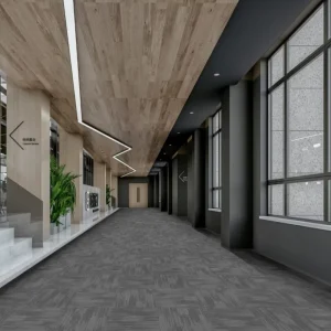 Accent Strip Modular Carpet Tiles Fireproof Sound Absorbing Square Floor Carpet for Office Meeting Room Grey Base Design