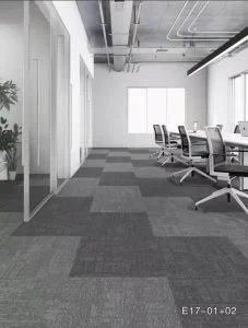Acoustic Commercial Carpet Tile 50×50 PVC Back PET Hypoallergenic Anti-Slip Co-working Office Floor Squares