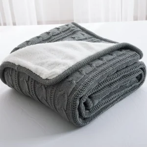 Acrylic Warm Soft Fleece Sherpa Blankets Solid Colours Heavy Knitted Bed Blanket