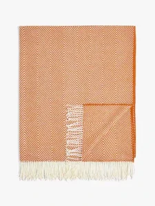 Acrylic Wool Two-Tone Herringbone Decorative Modern Wrinkle Resistant Throw Blanket Settee Throw