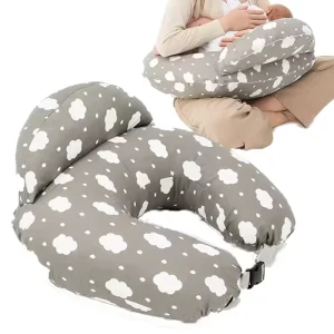Adjustable Breastfeeding Nursing Pillow for Baby 100% Cotton Waist Support Baby Feeding Pillow with Cloud Pattern for Hands Free