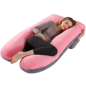 Adjustable Foldable Velvet U Shaped Nursing Pillow Full Body Posture Maternity Support for Pregnant Women