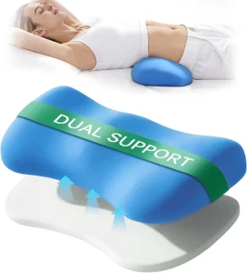Adjustable Height Lumbar Support Pillow for Sleeping Ergonomic Contour Lower Back Pillow for Bed Breathable Washable Cover