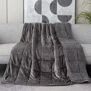 Adult Queen Size Winter Weighted Flannel Woven Cooling Anti Dust Mite Plush Heavy Home Use Blanket Glass Beads for Anxiety
