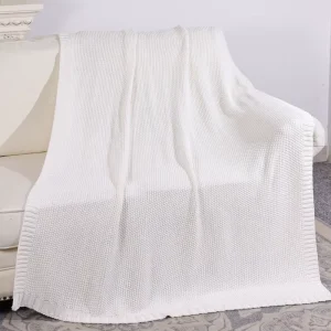 Adults Four Seasons 90*90 100% Cotton Customized Knitted Throw Blanket for Couch Sofa Bed