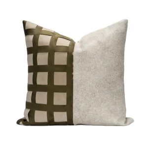 Advanced Sense Square Plaid Splicing Cushion for Model Room Hotel Living Room Sofa Decorative Throw Pillow Cushion Cover