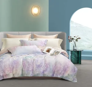Affordable Luxury Fashion Antibacterial Soft and Breathable Four-Piece Bedding Set in Dreamy Purple with Reactive Print