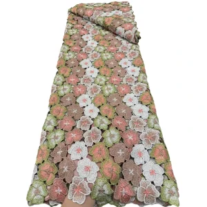 African 100% Cotton Voile Embroidered Fabric Plain Knitted Medium Weight Wedding Aso Accessories