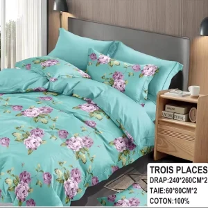 African 4 Piece Bed Sheet Set Plant Pattern Printed Bed Sheet Set 2 Flat Sheet & 2 Pillowcase