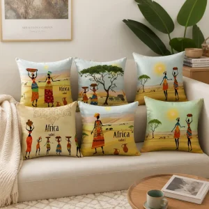 African Aesthetic Throw Pillow Cover Soft Polyester Black Queen Portrait Art Cushion Case Accent Shell for Couch