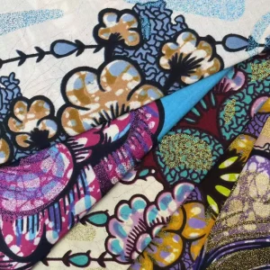 African Batik Bikini Fabric Printed Batik Ladies Party Dress Sewing Fabric Glitter Sand Hot Stamping Fabric 6 Yards