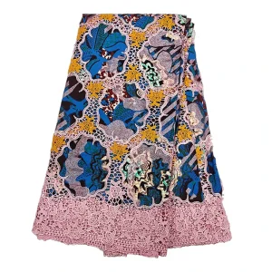 African Batik Brocade Lace Fabric High Quality for Wedding Party Craft Bags