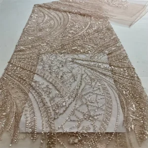African Beaded Sequin Lace Fabric 5 Yards Sequins Embroidery French Tulle Lace Fabric