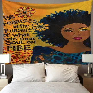 African Black Art Printed Tapestry American Woman or Girl Wall Hanging 100% Polyester Waterproof Customizable