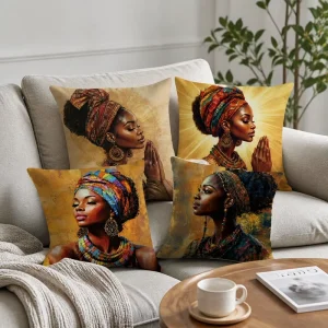 African Continent Map Throw Pillow Cover Soft Polyester Tribal Sunset Safari Cushion Case Accent Shell for Sofa