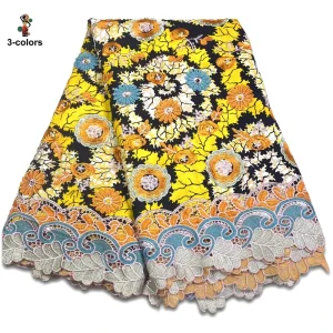 African Floral 3D Lace Fabric Also Called Cord Lace or Venetian Lace for Party Dresses Evening Wear Everyday Clothing