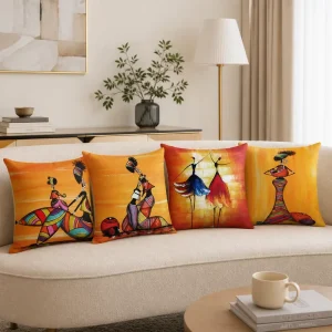 African Map Silhouette Throw Pillow Cover Soft Polyester Sunset Landscape Cushion Case Decorative Shell for Sofa
