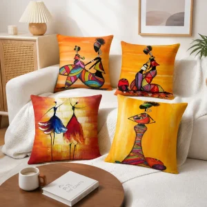African Safari Cushion Cover Soft Polyester Africa Continent Sunset Print Throw Pillow Case Accent Shell for Sofa