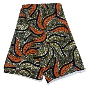 African Style Batik Orange Green Lightweight Eco Friendly Hot Stamping Wax Fabric Traditional Craftsmanship for Bags and Covers