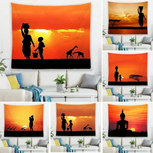 African Style Digital Printed Polyester Tapestry Fashion Wall Hanging Waterproof Blackout