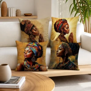 African Sunset Safari Throw Pillow Cover Soft Polyester Africa Map Landscape Cushion Case Accent Shell for Sofa