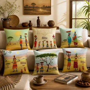 African Tribal Woman Throw Pillow Cover Soft Polyester Black Art Portrait Cushion Case Decorative Shell for Bed