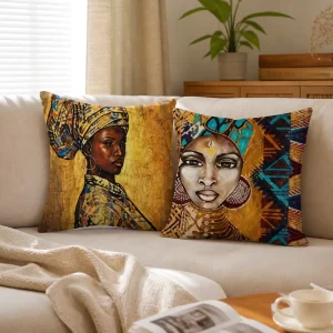 African Village Art Throw Pillow Cover Soft Polyester Safari Sunset Landscape Cushion Case Accent Shell for Couch