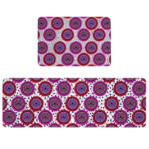 African Wax Print Ankara Fabric Patterned Easy Care Non Slip Based Mat Machine Washable Kitchen Mat Runner Rug