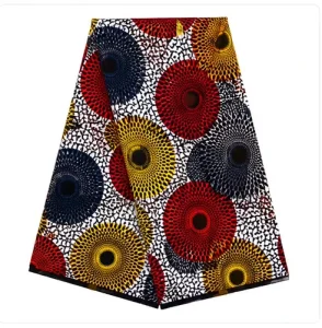 African Wax Print Fabric OEM Custom Floral Ankara 100% Polyester Material Memory for Girls Dress Production