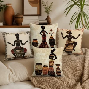 African Wildlife Safari Throw Pillow Cover Soft Polyester Sunset Landscape Cushion Case Decorative Shell for Bed