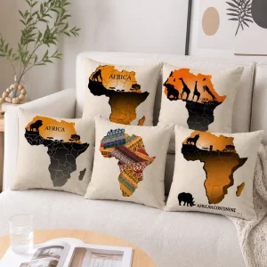 African Woman Throw Pillow Cover Soft Polyester Black Gold Portrait Cushion Case Decorative Accent Shell for Couch