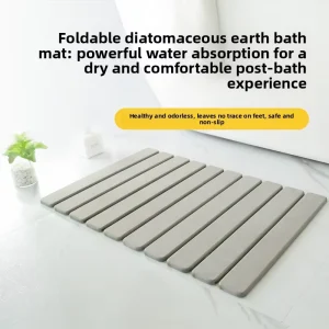 AiLong Dia 4 Rectangle Foldable Minimalist Diatomaceious Earth Absorbent Bath Mat 9mm Thick Fast Drying Non Slip Odorless Mat
