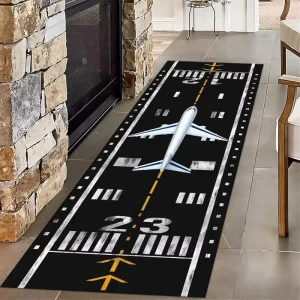 Airplane Runway Long Hallway Rug Runners Airport Aircraft Carpet Pet Friendly Foldable Carpets Resistant Rugs for Bedroom Rugs
