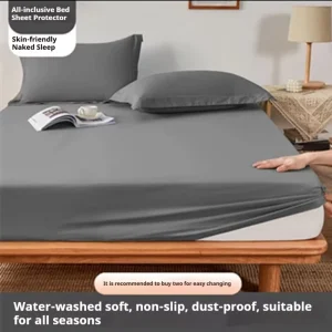 All Around Elastic Enclosed Mattress Protector Cover Anti Slip Solid Bed Cover with Matching Pillowcases
