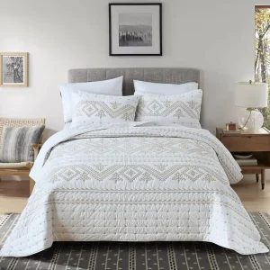 All-Cotton Bedspread Quilted Craft Beautiful Noble and Elegant 3pcs Bedding Set 230*250 Size With Ready Stock