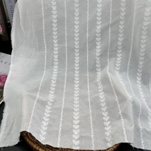 All Cotton Hollow Embroidery Lace Fabric Striped Wheat Ear Clothing Dress Tablecloth Curtain Fabric