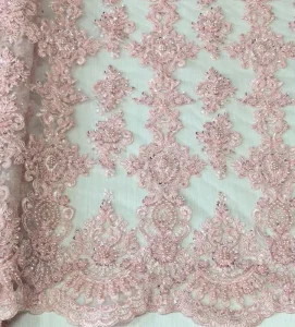 All Heavy Hand Beaded Sequined Embroidery Woven Tulle Lace Fabric for Women Dresses Wedding Girls Accessories 100% Polyester