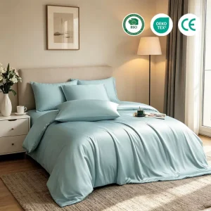 All Season Bamboo Duvet Cover Set Easy Care Fade Resistant Cozy Bed Linens Breathable Soft Luxury King Size Quilt Covers