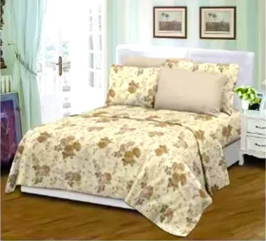 All Season Cozy Brushed Microfiber Comforter Set 6 Pieces Elegant Beige Flower Duvet Cover Set Knitted