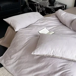 All Season Customizable 100% Cotton Jacquard Bedding Set Light Fresh Modern 4 Piece Duvet Cover Set for Home Hotel Bedroom