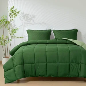 All Season Reversible Comforter Quilted Duvet Insert Box Stitched Super Soft Fluffy 3pc Down Alternative Comforter Set