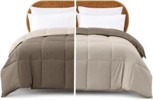 All Season Reversible Comforter Quilted Duvet Insert Box Stitched Super Soft Fluffy 3pc Down Alternative Comforter Set