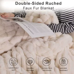 All Season Solid Color Throw Blanket High Warmth Retention Full Size Luxury Faux Fur Throw Blanket