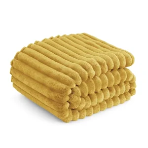 All Seasons 50×60 Inches Cute Large Fleece Soft 3D Striped Jacquard Bed Blanket for Girls