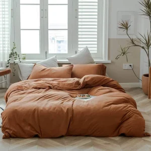 All Size 3 Piece Jersey Knit Cotton Bedding Set Solid Color Luxury Soft Duvet Cover