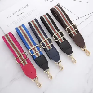All matching Nylon Striped Webbing Adjustable Spine protecting Bag Strap Shoulder Strap Single shoulder Crossbody Bag Accessory