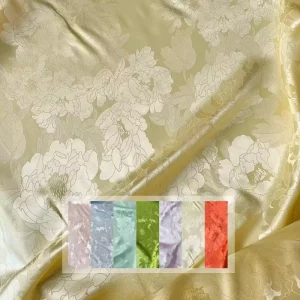 Allover Large Peony Pattern Chinese Style Design 100% Mulberry Silk Wide Width Silk Jacquard Fabric for Women Cheongsam Garment