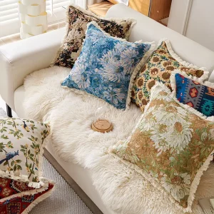 American Country Retro Style Throw Pillow Yarn dyed Jacquard Sofa Headboard Living Room Pillow