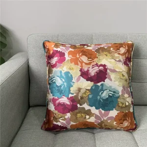 American Design Art Flower Metallic Jacquard Throw Pillows Covers Home Decorative Cushion Cover Luxury