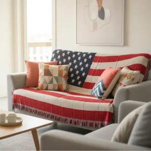 American European Style Double Sided Cotton Tassels Full Cover Non Slip Sofa Throw Blanket Home Blankets
